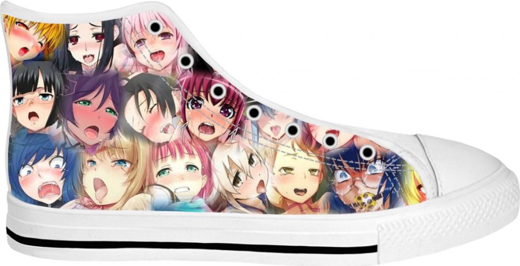 Ahegao Shoes - High Top Converse Anime Manga Girl Mixed (Colored)