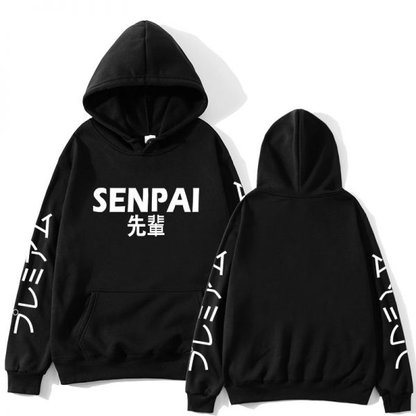 New Winter Anime Senpai Design Print Fleece Men s Hoodies Sweatshirts Men Women Streetwear Funny Black - Ahegao Hoodie