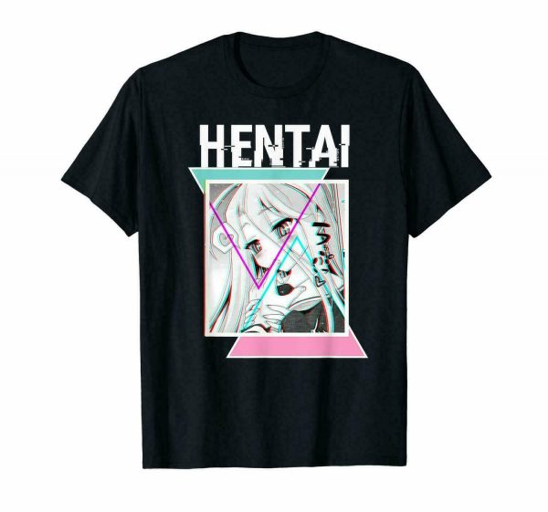 Hentai Waifu Lewd Sexy Senpai Love Hentai Ahegao Otaku Vaporwave Black T shirt Printed T Shirt - Ahegao Hoodie