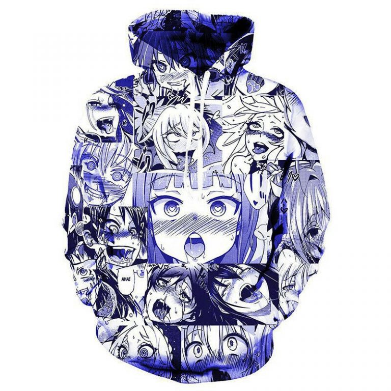 Ahegao Hoodie 3D Unisex Cotton Blend Ahegao Pullover Hoodie Ahegao